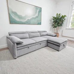 Sectional Bed and a Right-Side Chaise with Storage - Grey