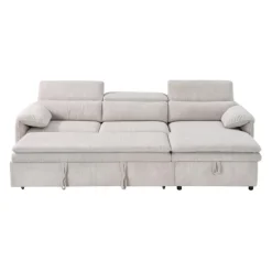Sectional Bed and a Right-Side Chaise with Storage - Beige