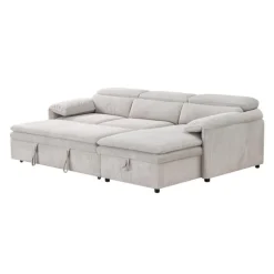 Sectional Bed and a Right-Side Chaise with Storage - Beige