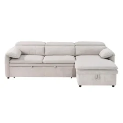 Sectional Bed and a Right-Side Chaise with Storage - Beige