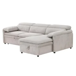 Sectional Bed and a Right-Side Chaise with Storage - Beige