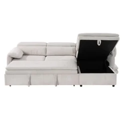 Sectional Bed and a Right-Side Chaise with Storage - Beige