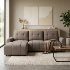Sectional Bed with Left-Facing Chaise and Storage - Grey