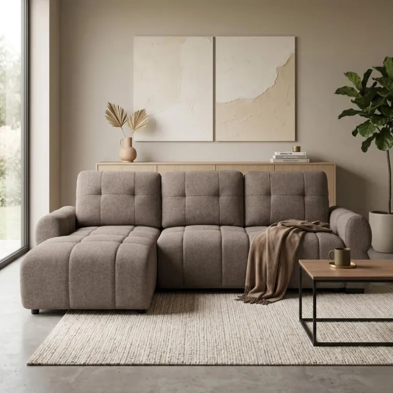 Sectional Bed with Left-Facing Chaise and Storage - Grey