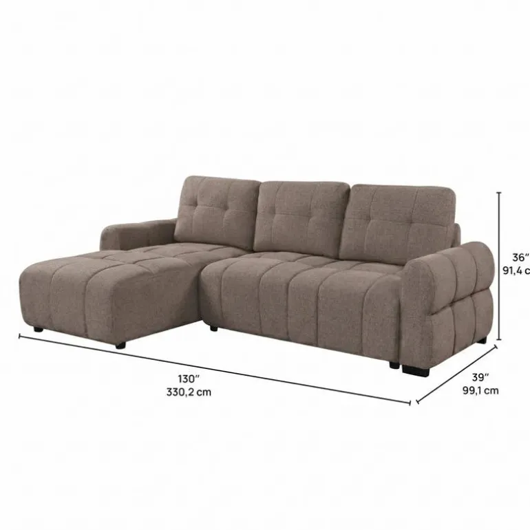 Sectional Bed with Left-Facing Chaise and Storage - Grey