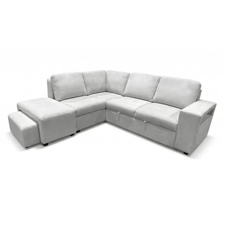 Sectional Bed with Left-Facing Chaise, Storage Compartments and an Extendable Ottoman