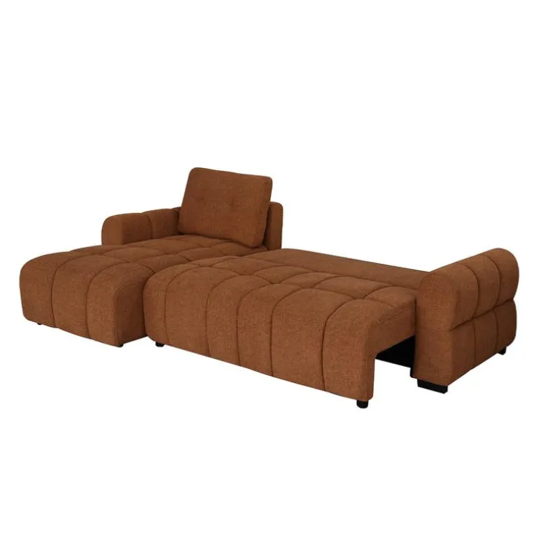 Sectional Bed with Left-Facing Chaise and Storage - Terracotta