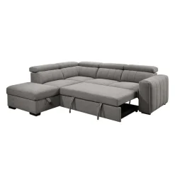 Sectional Bed with Left-Side Chaise, Adjustable Headrests, and Storage