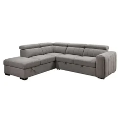 Sectional Bed with Left-Side Chaise, Adjustable Headrests, and Storage