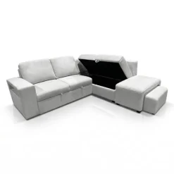 Sectional Bed with Right-Facing Chaise, Storage Compartments and an Extendable Ottoman