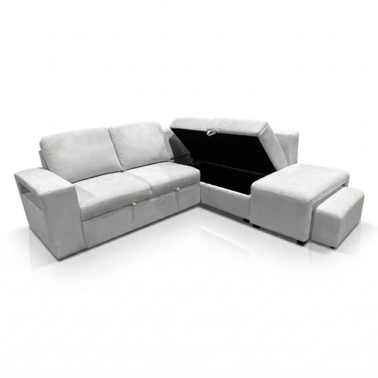 Sectional Bed with Right-Facing Chaise, Storage Compartments and an Extendable Ottoman