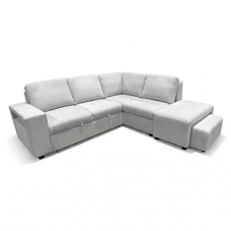 Sectional Bed with Right-Facing Chaise, Storage Compartments and an Extendable Ottoman