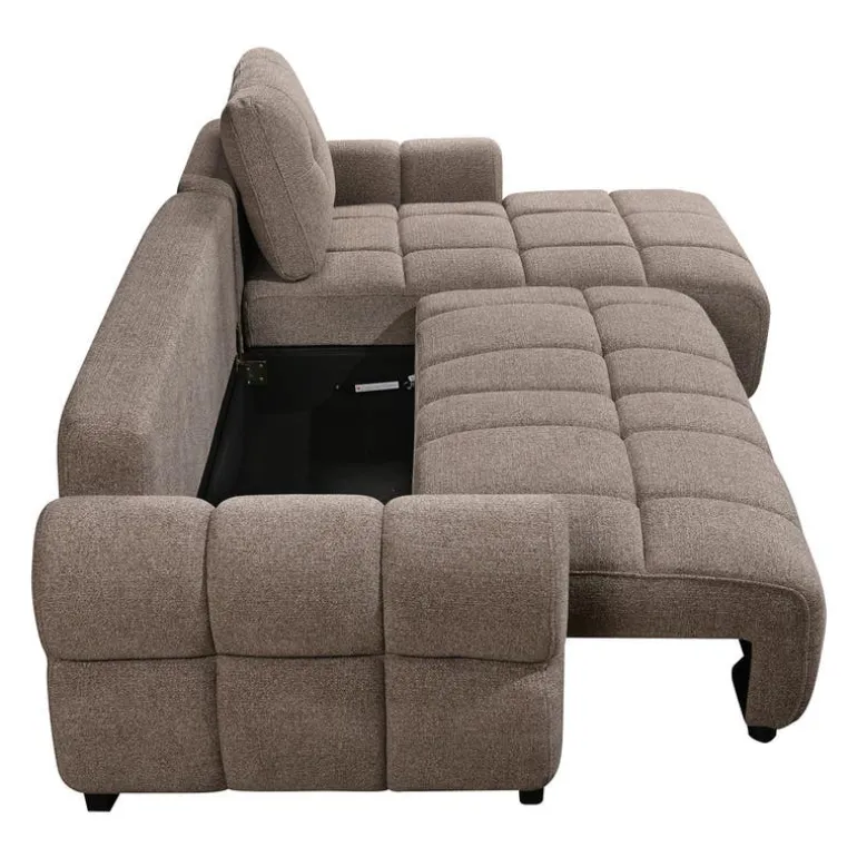 Sectional Bed with Right-Facing Chaise and Storage - Grey