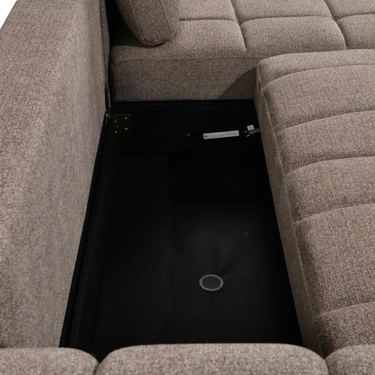 Sectional Bed with Right-Facing Chaise and Storage - Grey
