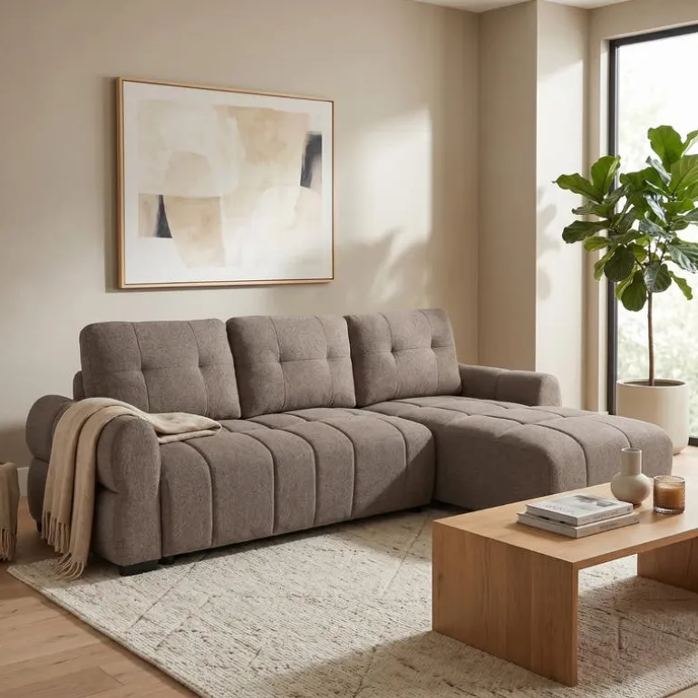 Sectional Bed with Right-Facing Chaise and Storage - Grey