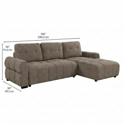 Sectional Bed with Right-Facing Chaise and Storage - Grey