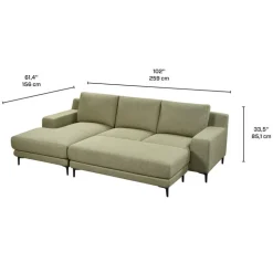 Sectional with Left-Side Chaise and Ottoman - Green