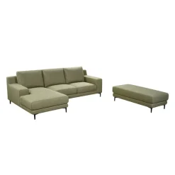 Sectional with Left-Side Chaise and Ottoman - Green