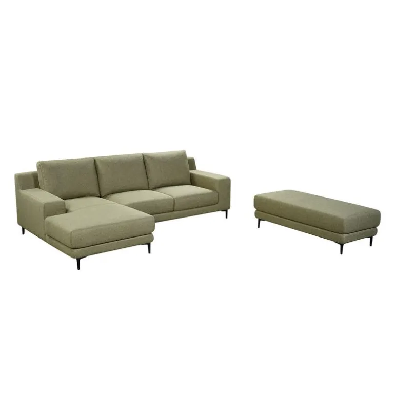 Sectional with Left-Side Chaise and Ottoman - Green
