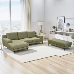 Sectional with Left-Side Chaise and Ottoman - Green
