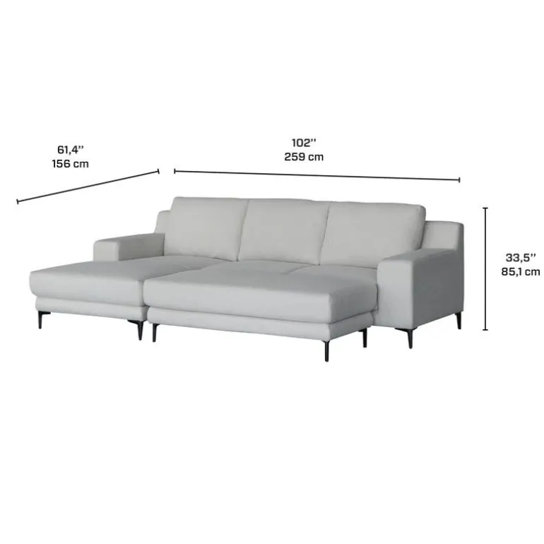 Sectional with Left-Side Chaise and Ottoman - Beige