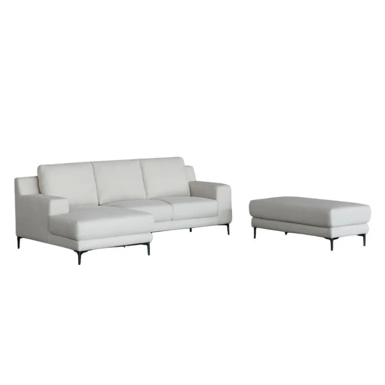 Sectional with Left-Side Chaise and Ottoman - Beige