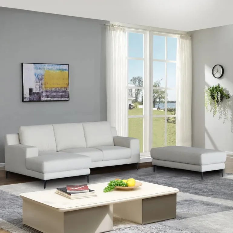 Sectional with Left-Side Chaise and Ottoman - Beige