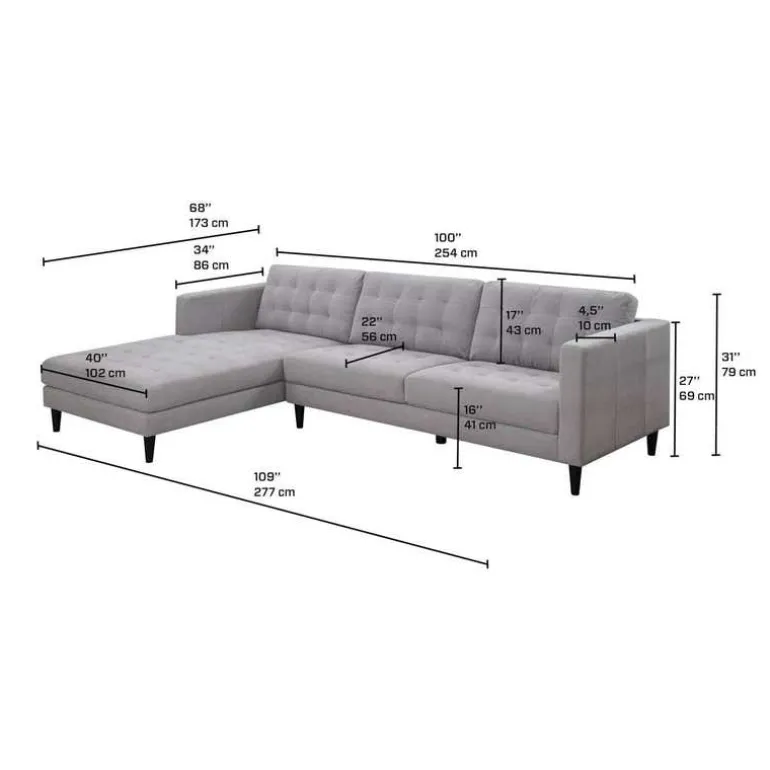 Sectional with Left-Side Chaise - Grey