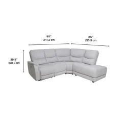 Sectional with Power Recliner - Grey