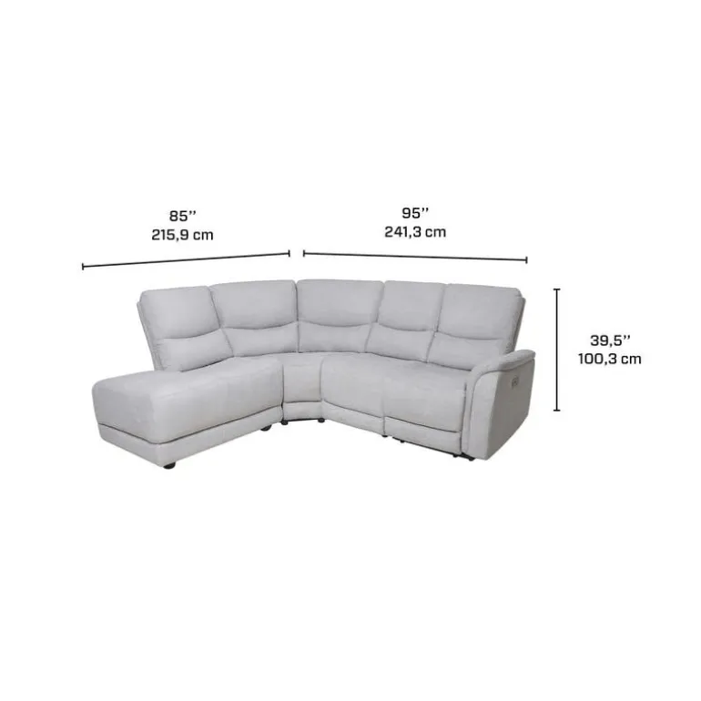 Sectional with Power Recliner - Grey