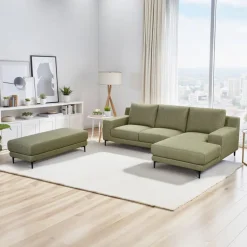Sectional with Right-Side Chaise and Ottoman - Green