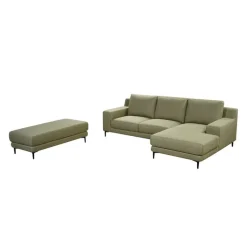 Sectional with Right-Side Chaise and Ottoman - Green