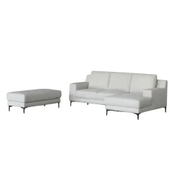 Sectional with Right-Side Chaise and Ottoman - Beige