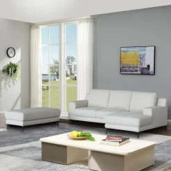 Sectional with Right-Side Chaise and Ottoman - Beige