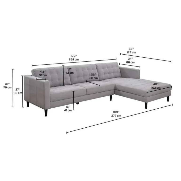 Sectional with Right-Side Chaise - Grey