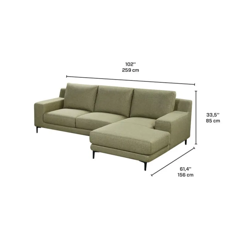 Sectional with Right-Side Chaise - Green