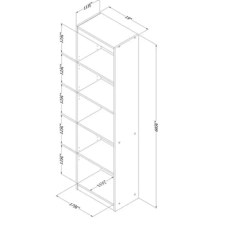 5-Shelf Narrow Bookcase - South Shore
