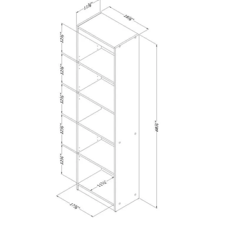 5-Shelf Narrow Bookcase - South Shore