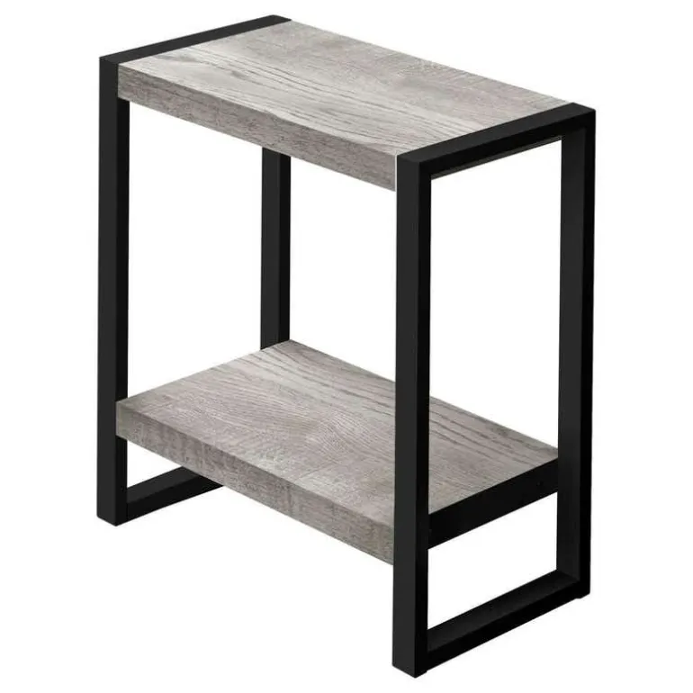 Side table - 2 tiers / 1 shelf / rectangular - 24"h - grey reclaimed wood-loo - Monarch