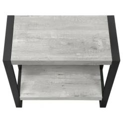 Side table - 2 tiers / 1 shelf / rectangular - 24"h - grey reclaimed wood-loo - Monarch