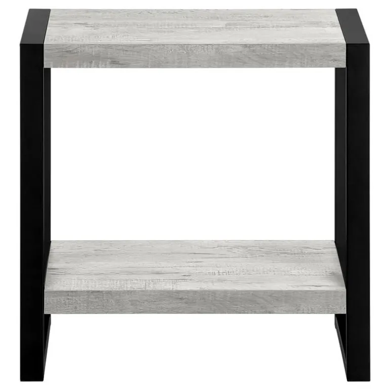Side table - 2 tiers / 1 shelf / rectangular - 24"h - grey reclaimed wood-loo - Monarch