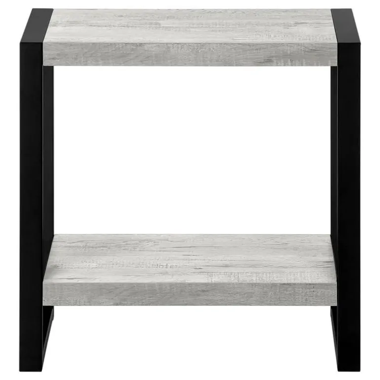 Side table - 2 tiers / 1 shelf / rectangular - 24"h - grey reclaimed wood-loo - Monarch