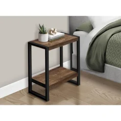 Side table - 2 tiers / 1 shelf / rectangular - 24"h - brown reclaimed wood-lo - Monarch