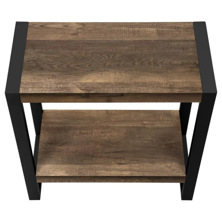 Side table - 2 tiers / 1 shelf / rectangular - 24"h - brown reclaimed wood-lo - Monarch