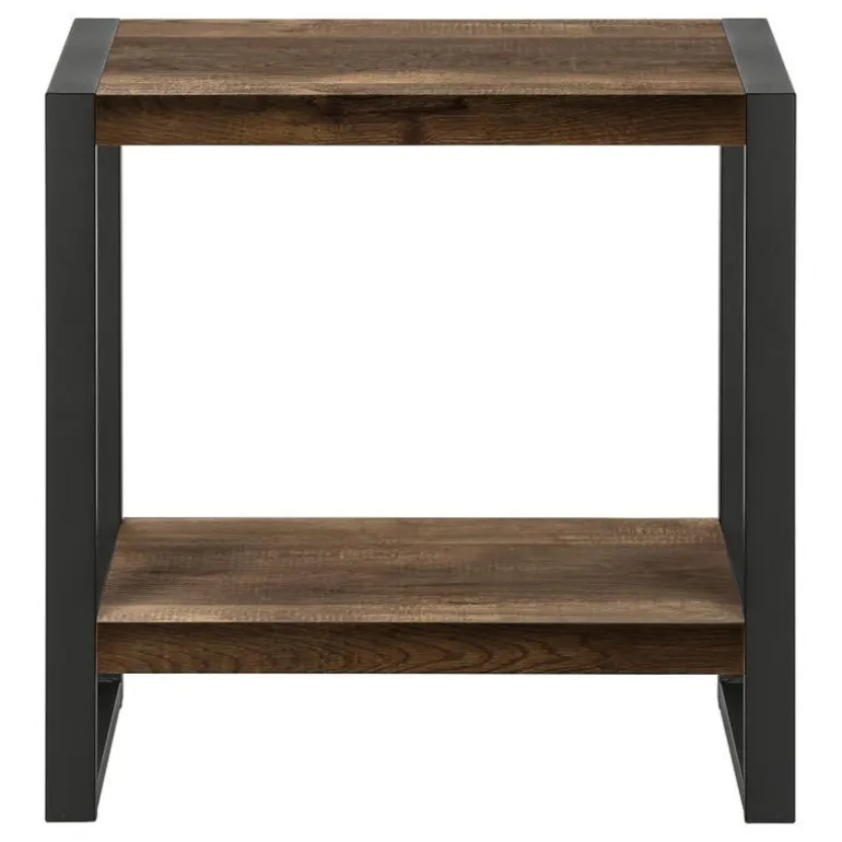 Side table - 2 tiers / 1 shelf / rectangular - 24"h - brown reclaimed wood-lo - Monarch