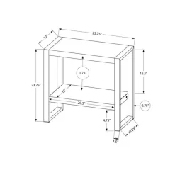 Side table - 2 tiers / 1 shelf / rectangular - 24