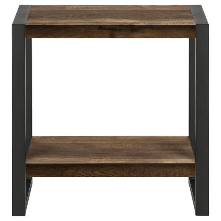 Side table - 2 tiers / 1 shelf / rectangular - 24"h - brown reclaimed wood-lo - Monarch