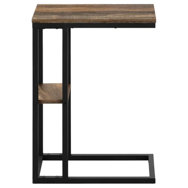 Side table / c table - 1 storage shelf / rectangular - 25"h - medium brown re - Monarch