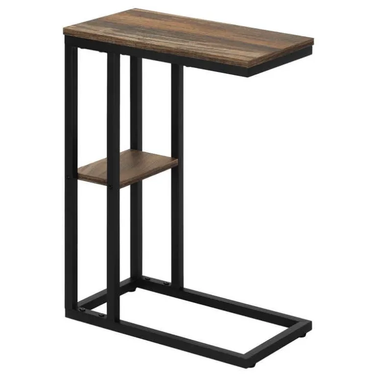 Side table / c table - 1 storage shelf / rectangular - 25"h - medium brown re - Monarch