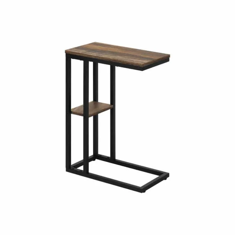 Side table / c table - 1 storage shelf / rectangular - 25"h - medium brown re - Monarch